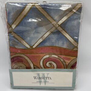 Wamsutta Shower Curtain Canvas Southwestern Pattern 69x69 Vintage 1990s